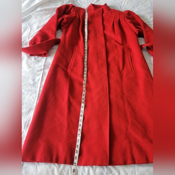 Herno luxury wool belted long jacket in vibrant red size Large - Picture 8 of 13